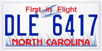 NC license plate DLE6417