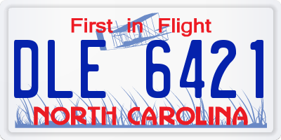 NC license plate DLE6421