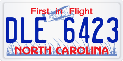 NC license plate DLE6423