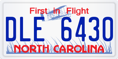 NC license plate DLE6430