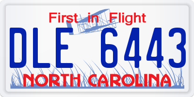 NC license plate DLE6443