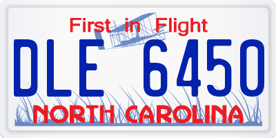 NC license plate DLE6450