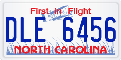 NC license plate DLE6456