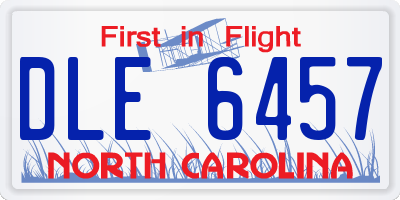 NC license plate DLE6457