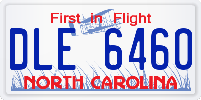 NC license plate DLE6460