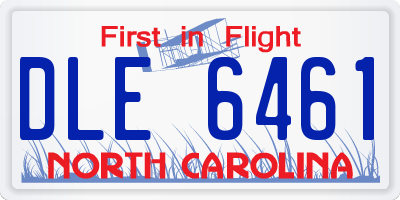 NC license plate DLE6461