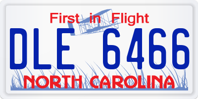 NC license plate DLE6466
