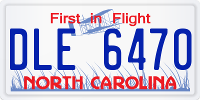 NC license plate DLE6470