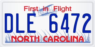 NC license plate DLE6472