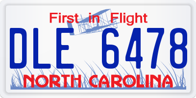 NC license plate DLE6478