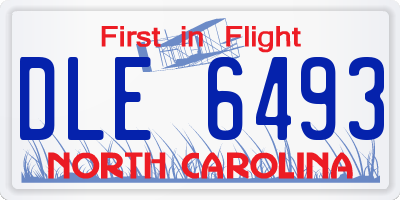 NC license plate DLE6493
