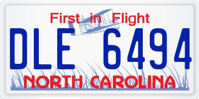 NC license plate DLE6494