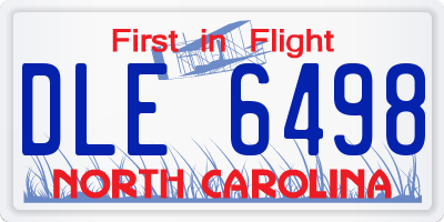 NC license plate DLE6498