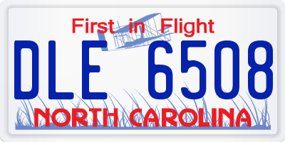NC license plate DLE6508