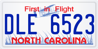 NC license plate DLE6523