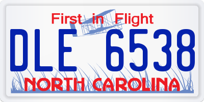 NC license plate DLE6538