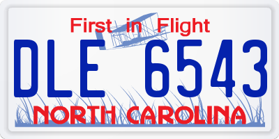 NC license plate DLE6543