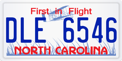 NC license plate DLE6546