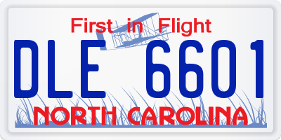 NC license plate DLE6601
