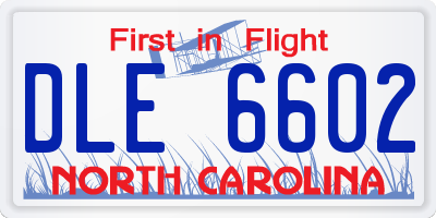 NC license plate DLE6602