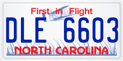NC license plate DLE6603