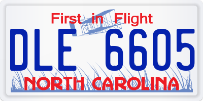 NC license plate DLE6605