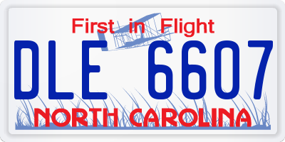 NC license plate DLE6607