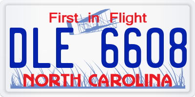 NC license plate DLE6608