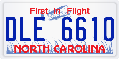 NC license plate DLE6610