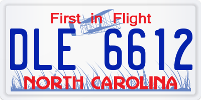 NC license plate DLE6612