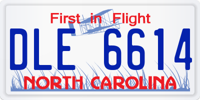 NC license plate DLE6614