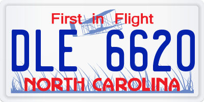 NC license plate DLE6620