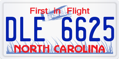 NC license plate DLE6625