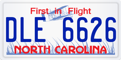 NC license plate DLE6626