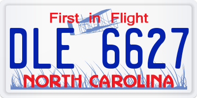 NC license plate DLE6627