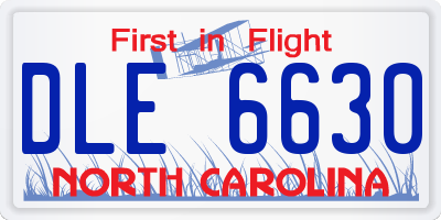 NC license plate DLE6630