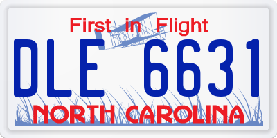 NC license plate DLE6631