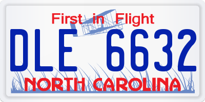 NC license plate DLE6632