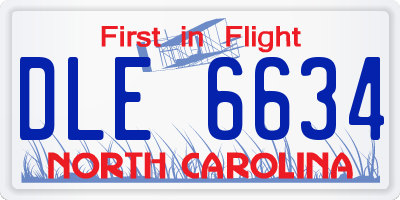 NC license plate DLE6634