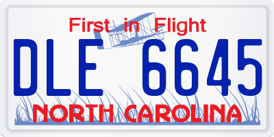 NC license plate DLE6645