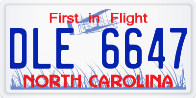 NC license plate DLE6647
