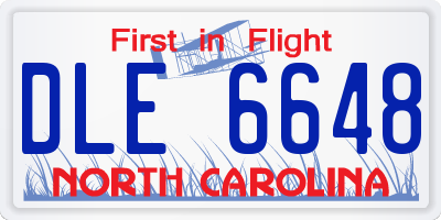 NC license plate DLE6648