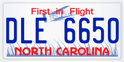 NC license plate DLE6650