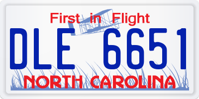 NC license plate DLE6651