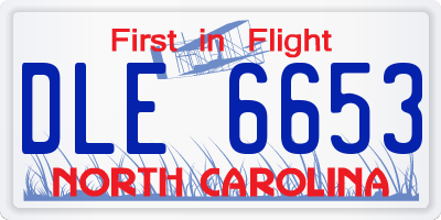 NC license plate DLE6653