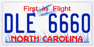 NC license plate DLE6660