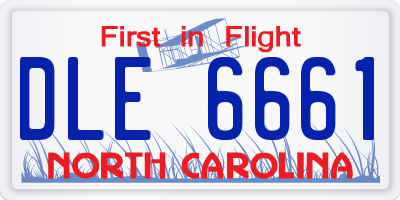 NC license plate DLE6661
