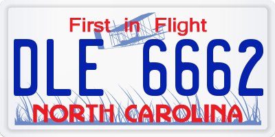 NC license plate DLE6662