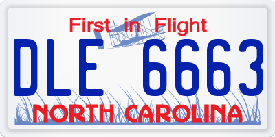 NC license plate DLE6663