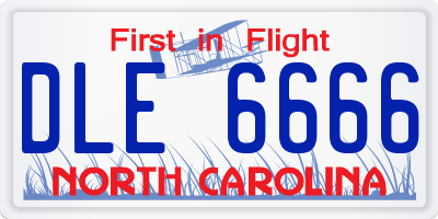 NC license plate DLE6666